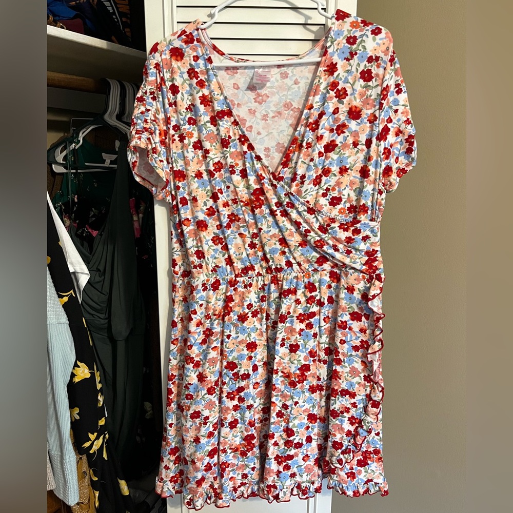 Cross Cross Floral Mini Dress
